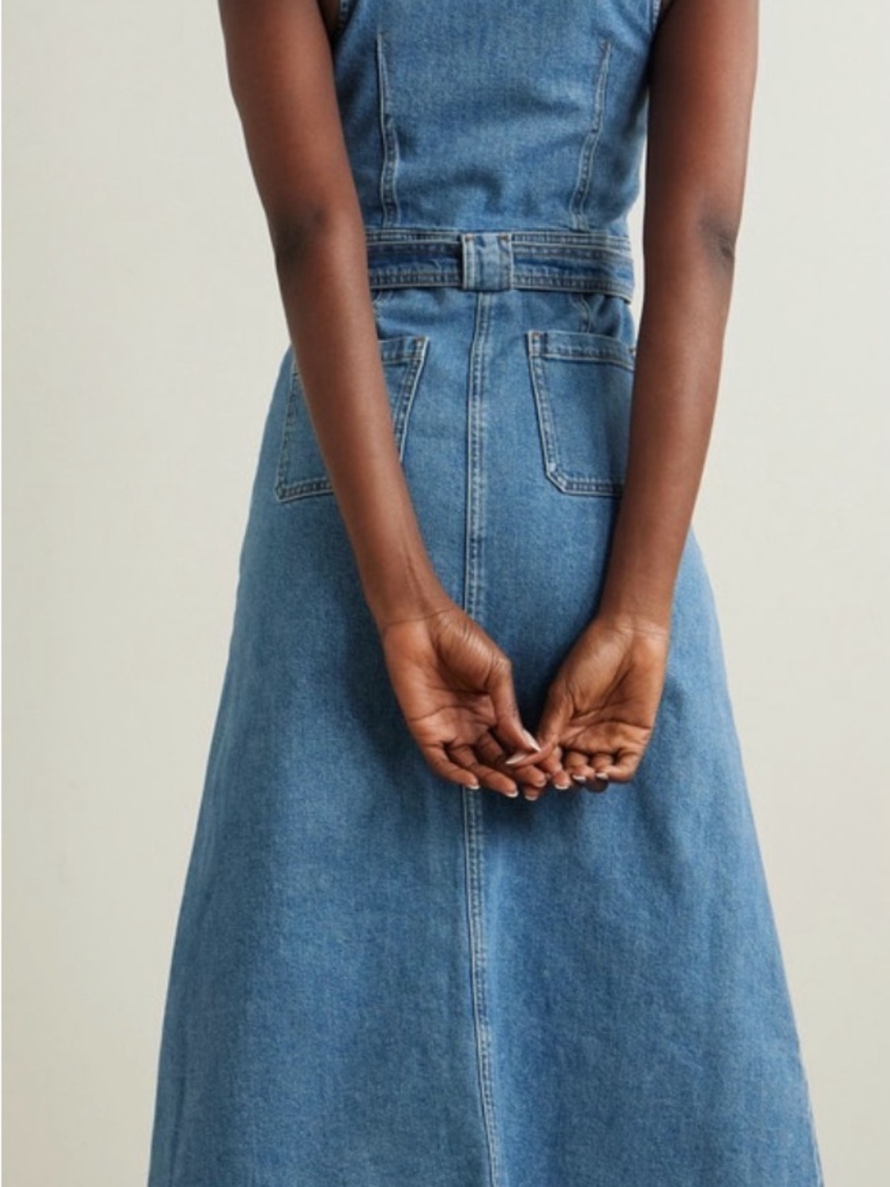 Denim Zip-Front Women’s Jeans Overall Dress in Blue. - Picture 6 of 7